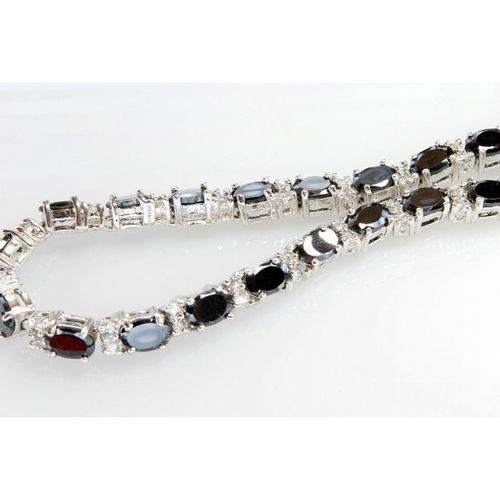 Fine Jade Black Topaz Crystal White Gold Plated Bracelet Chain Jewellery 2263