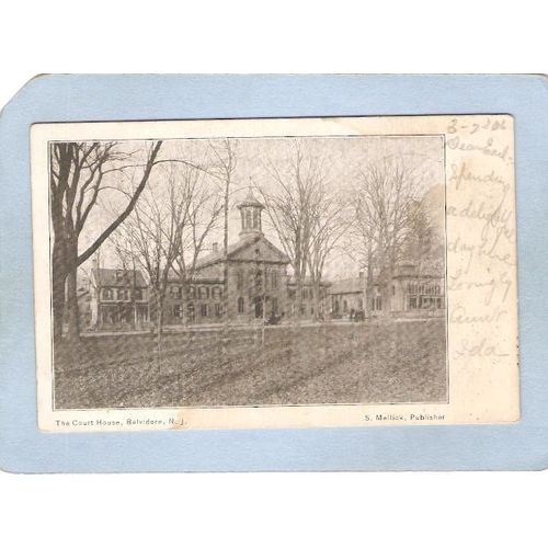 New Jersey Belvidere The Court House w/Old Cars Undivided Back Private Mai~3566