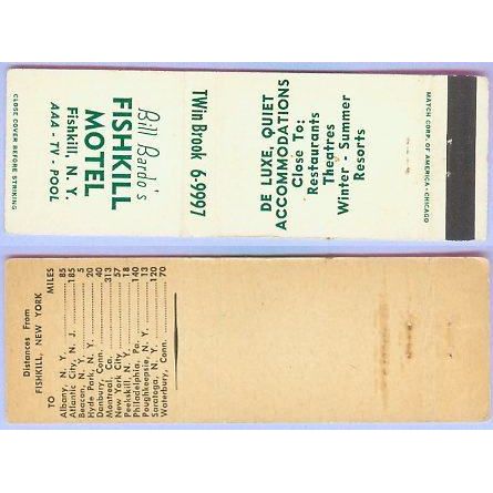 New York Fishkill Matchcover Advertising Bill Bardos Fishkill Motel Fishki~137