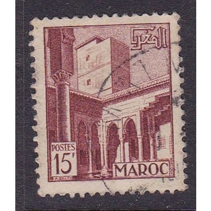 FRENCH MOROCCO 1951 15F BROWN TYPE B USED SG404