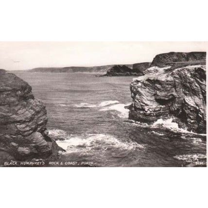 Porth Black Humphreys Rock Coast Welsh Real Photo Postcard