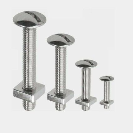 A2 STAINLESS STEEL SLOTTED ROOFING ROOF MUSHROOM HEAD MACHINE BOLTS SQAURE NUTS