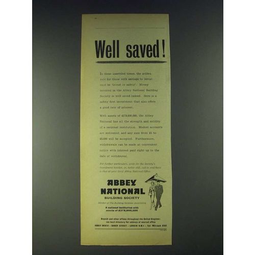 1958 Abbey National Building Society Ad - Well saved!