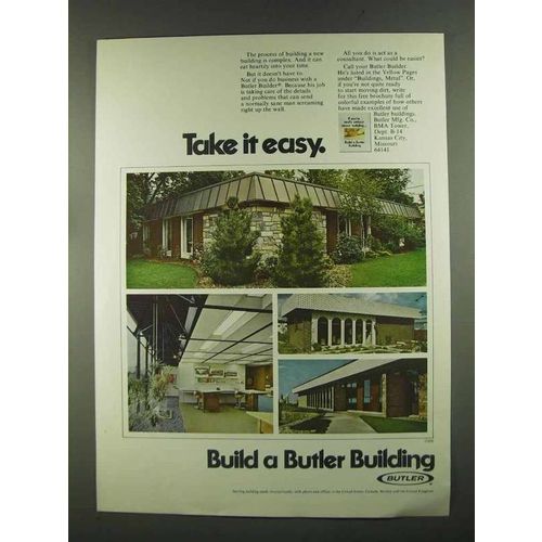 1972 Butler Metal Buildings Ad - Take it Easy