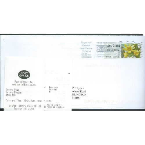 2014 1ST CLASS 'POST & GO' - BRITISH FLORA I ON COVER (EBID4012)
