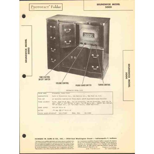 BRUNSWICK model 5000 11 tube AM FM phono Sams Photofact manual