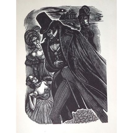 Antique Fritz Eichenberg Engraving Print Jane Eyre Bronte Art Decor Rochester