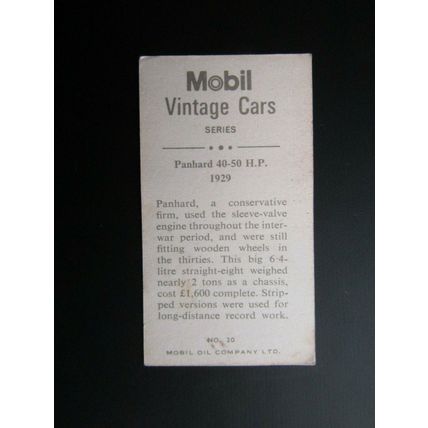 Mobil Oil 1966 Vintage Cars Cards Card Variants (e33)