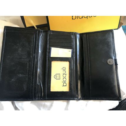 BLAQUE Vintage Black Leather Continental Wallet Purse Cardholder Made NEW