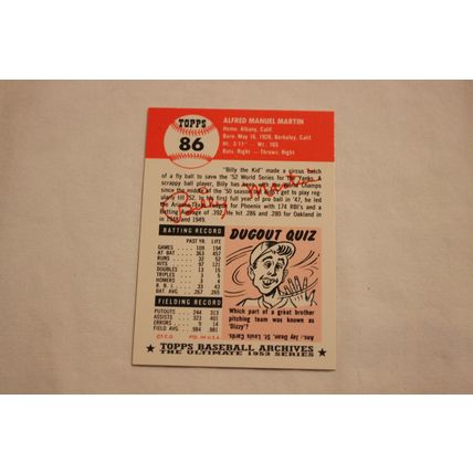 Alfred Billy Martin 1991 Topps 1953 Archives NO. 86