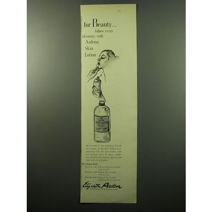 1950 Elizabeth Arden Ardena Skin Lotion Advertisement - For Beauty