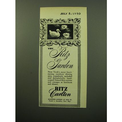 1950 Ritz Carlton Hotel Advertisement - The Ritz Carlton