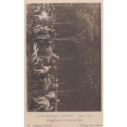 Florentine Stag Hunt In A Forest By Night Old Ashmolean Museum Painting Postcard