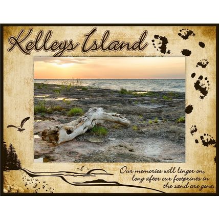 Kelleys Island Ohio Laser Engraved Wood Picture Frame Landscape (8 x 10)