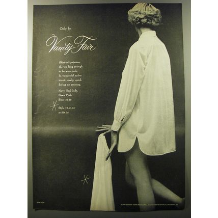 1953 Vanity Fair Shirt-tail pajamas Ad - Photo by Mark Shaw - Only by Vanity