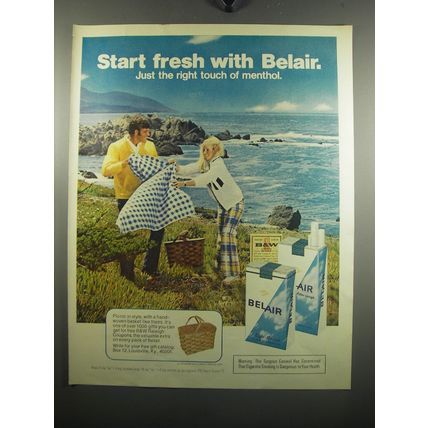 1972 Belair Cigarettes Advertisement - Start fresh with Belair.