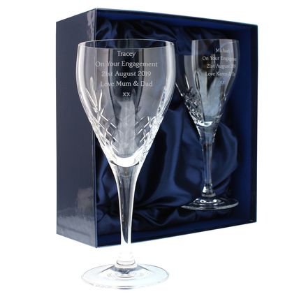 Crystal Wine Glasses Wedding anniversary engagement congratulations birthday