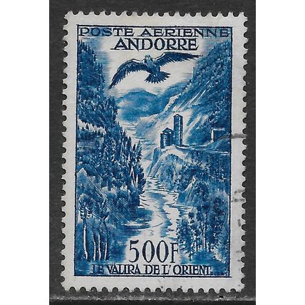 ANDORRA ANDORRE FRENCH POST OFFICES 500Fr SGF165 F165 SG VALIRA RIVER EAGLE OVER