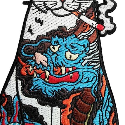 Japanese Cat Iron On Patch Badge Sew High Detail 15.2cm x 6.5cm Embroidered P551