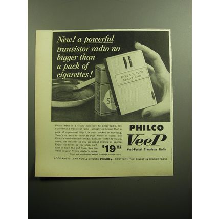 1958 Philco VeeP Vest-Pocket Transistor Radio Advertisement