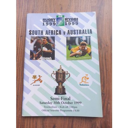 1999 Rugby Union World Cup Semi Final Programme, South Africa vs Australia