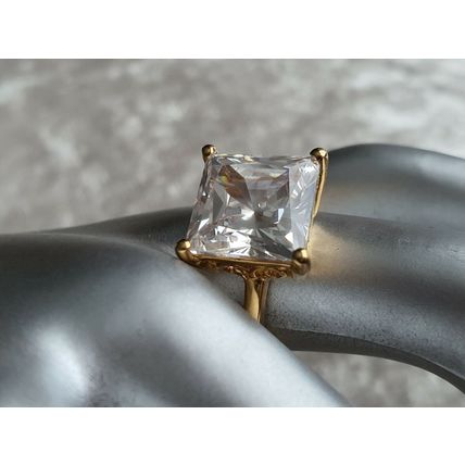 9.24ct Princess Solitaire Ring Made With Swarovski Zirconia Sz O½ Gold on Silver