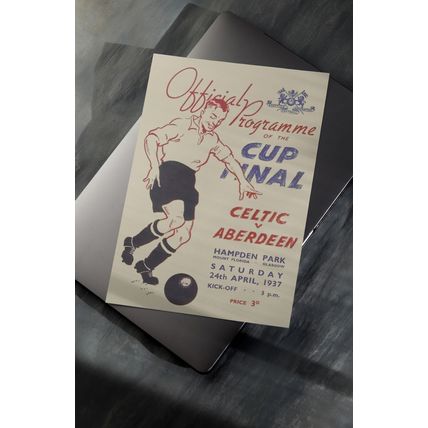 1937 Scottish Cup Final Programme Cover Art A4 Print – Aberdeen vs Celtic