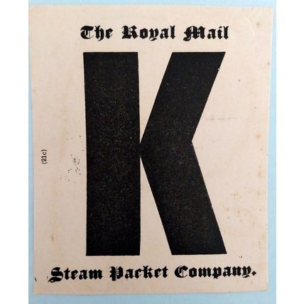 Royal Mail Steam Packet Company zone allocation sticker circa 1910 S America