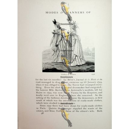 Two Ladies On Walk, Gallery Of Fashion, 1796, Fashion Book Illustration, 1909