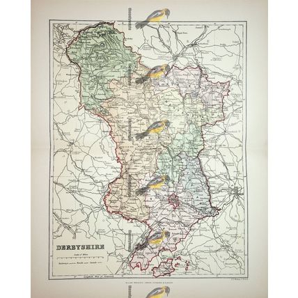 Derbyshire, England, Map, Book Illustration, 1895