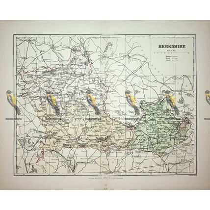 Berkshire, England, Map, Book Illustration, 1895