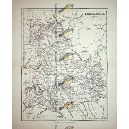 Brecknock, Wales, Map, Book Illustration, 1895