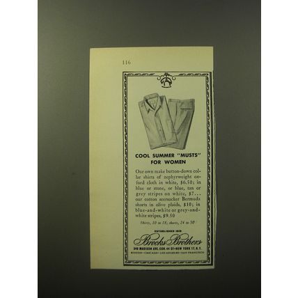 1960 Brooks Brothers Fashion Advertisement - Cool Summer musts for Women