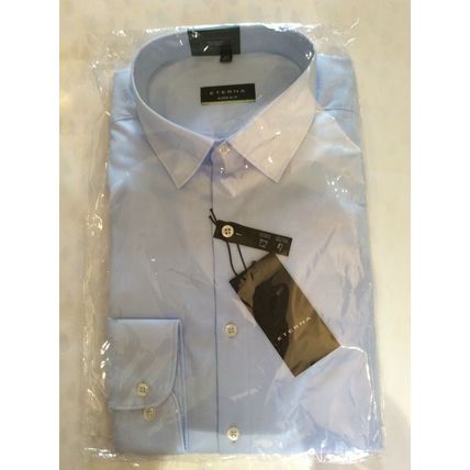 Eterna Mens Blue Non Iron Super Slim Fit Shirt Size 40 15 3/4" RRP £59.99