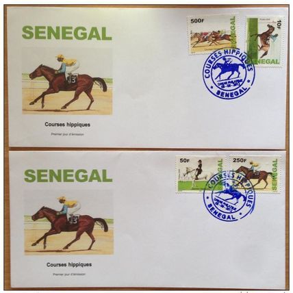 Sénégal 2009/2011 FDC 1er jour COURSES HIPPIQUES CHEVAUX HORSE RACE 4 val.
