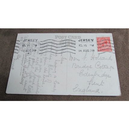 1928 fr Postcard - Mont Orgueil Castle with Steam Locomotive Train - Jersey