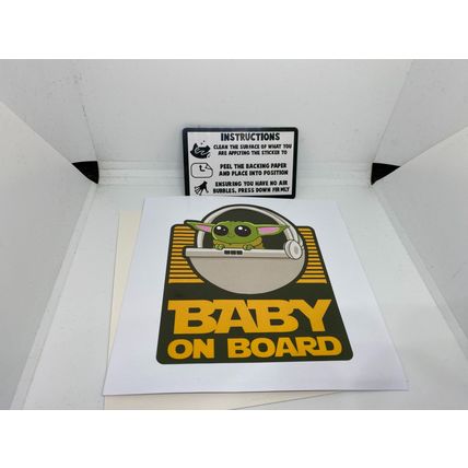 Star Wars the Mandalorian Baby Yoda baby on board car sticker x2