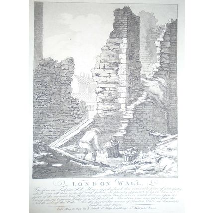 1792 London Wall - The Fire at Ludgate Hill - by N. Smith - original engraving