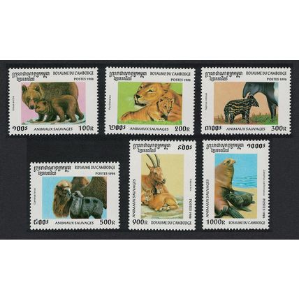 Cambodia Bear Lion Camel Seal Lion Mammals and their Young 6v 1996 MNH