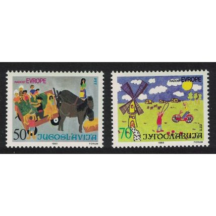 Yugoslavia Joy of Europe Meeting Belgrade Children's Paintings 2v 1985 MNH