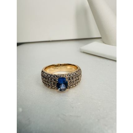 Bomb Party Sz7 Revealed BP Ring Fashion Jewelry RBP Blue Oval Yellow Gold Pl