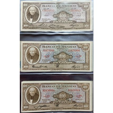 Mexico American Banknote Company Antique Set of 70 different Banknotes 1948-1978