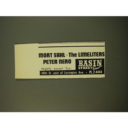 1961 Basin Street East Advertisement - Mort Sahl The Limeliters Peter Nero