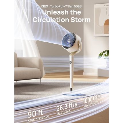 Dreo Smart Fan for Bedroom, 120° +120° Omni-Directional Oscillating Fans, 90Ft Q