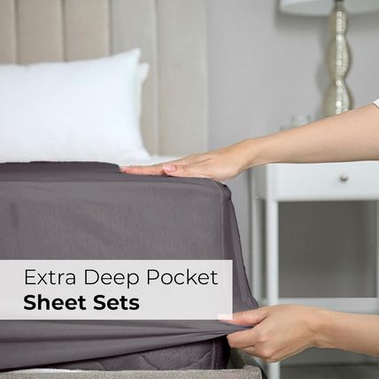 Extra Deep Queen Sheet Set - 6 Piece Breathable & Cooling Sheets - Hotel Luxury