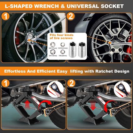 Upgrade 3 in 1 Car Jack Kit for Tesla Model Y/3/S/X, Coupe,Sedan,Suv,Mpv&Truck,S