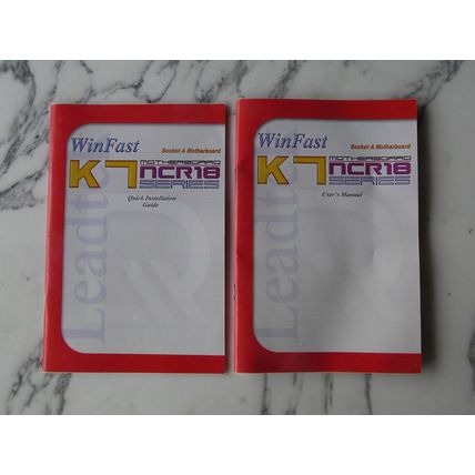 Users Manual & Installation Guide: WinFast K7 NCR18 Series Socket A Motherboard