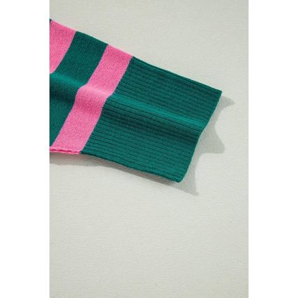 Green Collared Quarter Zipper Oversized Sweater