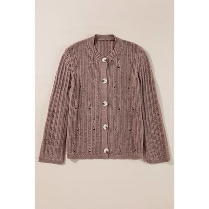 Goat Cut Out Textured Knit Buttoned Cardigan