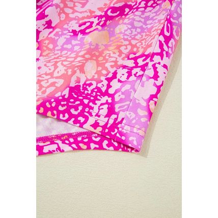 Rose Classic Leopard Print Handkerchief Hem Tunic Top
